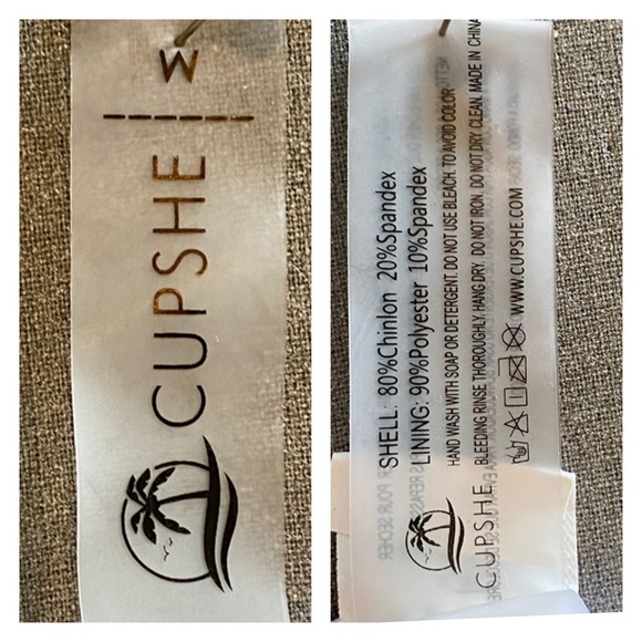 Cupshe Banana Leaf Color Block Green-White Twist-Front One Piece Swimsuit Size M - Picture 6 of 6